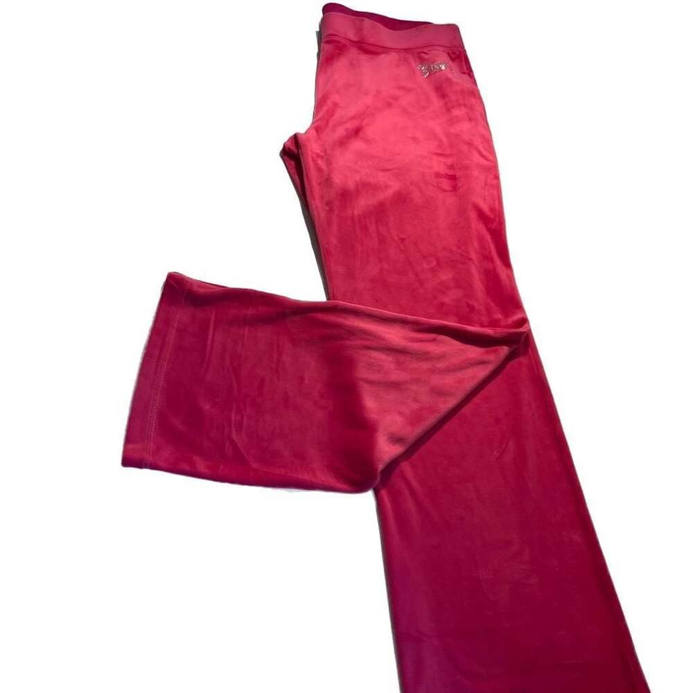 Juicy Couture‎ Y2K OG Bling Velour Track Pants Hot Pink Sz. Large, Juicy